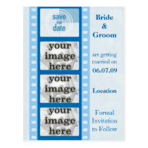 Blue Film Strip Save the Date Photo Postcards postcards