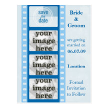 Blue Film Strip Save the Date Photo Postcards
