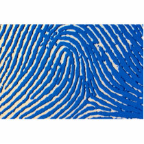 Blue fingerprint magnified photo cutout