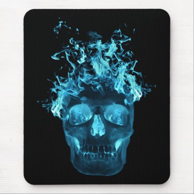 Blue Fire Skull Mouse Pad by atteestude