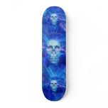 Blue fire skulls skate board deck