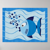 Blue Fish Composition Canvas Print