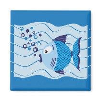 Blue Fish Composition Light Magnet