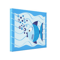 Blue Fish Composition Wrapped Canvas