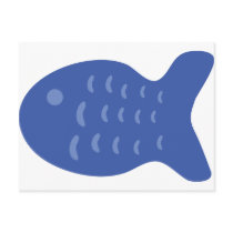 blue fish icon post cards