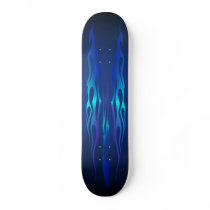 Blue Flame On Blue Skateboard