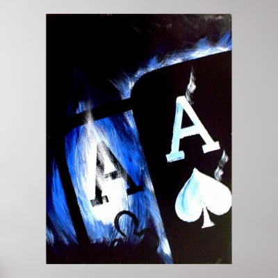 Blue Flame Pocket Aces Poker poster by Teo Alfonso by Teofaith