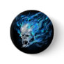 Blue flame skull pinback button
