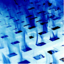 Blue flames through white grid design photo acrylic cut outs