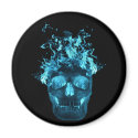 Blue Flaming Skull Magnet
