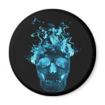 Blue Flaming Skull Magnet