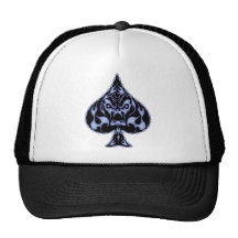 Blue Flaming Spade Skull Hats