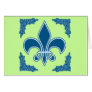 Blue Fleur de Lis with Ornate Border Card