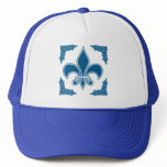 Blue Fleur de Lis with Ornate Border hats