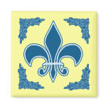 Blue Fleur de Lis with Ornate Border magnets