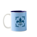 Blue Fleur de Lis with Ornate Border mugs