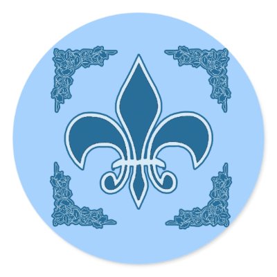 Blue Fleur de Lis with Ornate Border Stickers by FrenchBaby