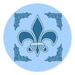 Blue Fleur de Lis with Ornate Border stickers