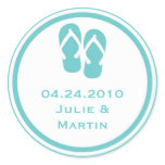 Blue flip flop thong wedding favour tag seal label