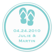 Blue flip flop thong wedding favour tag seal label