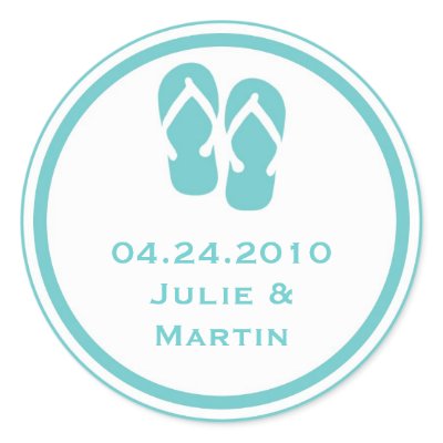 Blue flip flop thong wedding favour tag seal label by FidesDesign