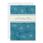 Blue Floral 21st Birthday Party Invitations