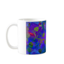 Blue Floral Abstract Coffee Mugs