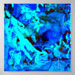 BLUE FLORAL ABSTRACT POSTER