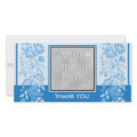 Blue Floral and Elegant  Thank You Personalized Photo Card