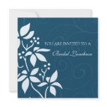 Blue Floral Bridal Luncheon Invitation Cards