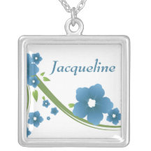 Blue Floral Bridal Party Gift Necklace