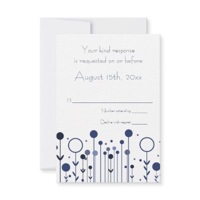 Blue Floral Dot Wedding RSVP card Announcement by myhmdbridal