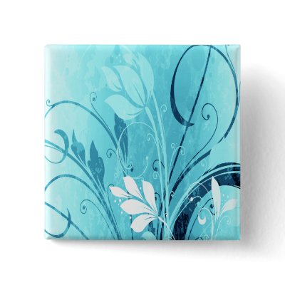 Blue Floral Grunge Pinback Button by stationeryshop