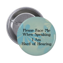 Blue Floral Hard of Hearing Button