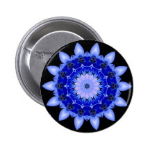 Blue Floral Kaleidoscope Mandala Pins