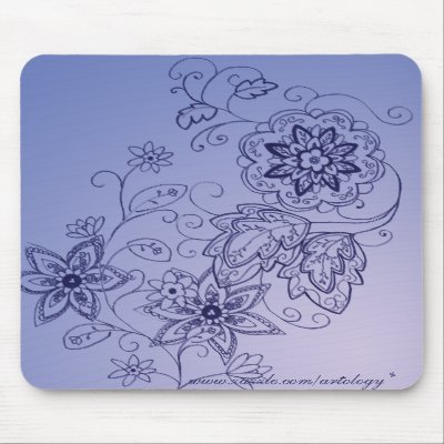 Blue Floral Mousepad by artology