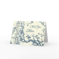 Blue Floral Mum Wedding Day Thank You Card