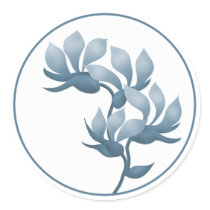 Blue Floral Pods Stickers