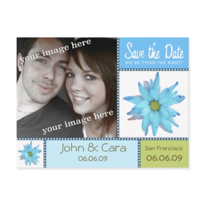 Blue Floral Save the Date Postcard by bridetees
