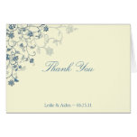 Blue Floral Swirls on Cream Thank You Card