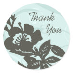 Blue Floral Thank You Envelope Seals Stickers