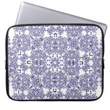 Blue Floral Vine Design Electronics Bag Laptop Sleeves