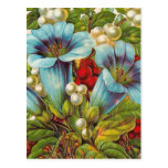 "Blue Floral" Vintage Flowers Postcard