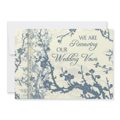 Blue Floral Vow Renewal Ceremony Invitation Card by DreamingMindCards