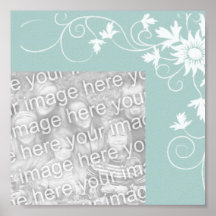 Blue Floral Wedding Autograph Poster