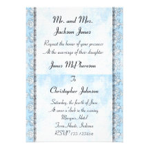 Blue Floral Wedding Invitation