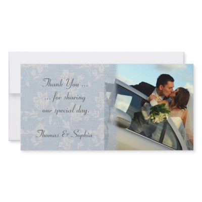 Blue Floral Wedding Photo Card by StarStock
