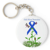 Blue flower Child Abuse Prevention Key chain