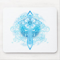 Blue Flower Cross Mousepad
