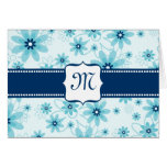 Blue Flower Monogram Card